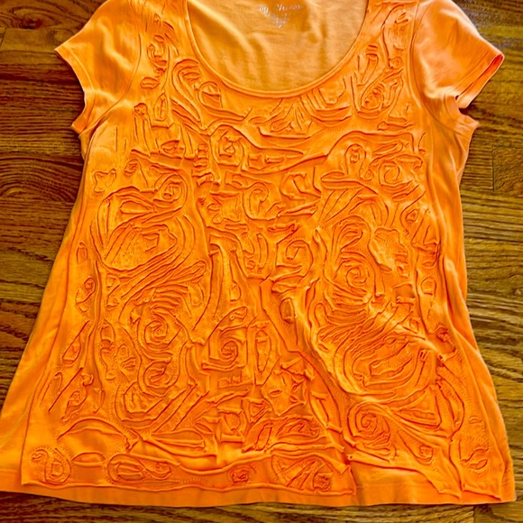 Chico’s-appliquéd top orange.S:1. Cotton&Modal aplant based textile Soft&durable - Picture 1 of 6